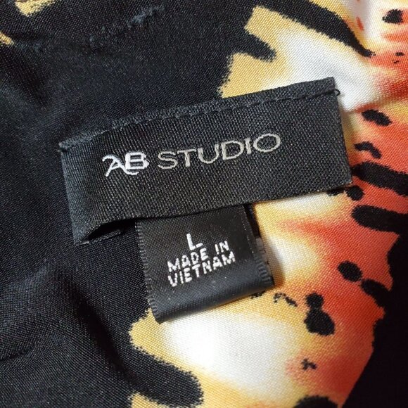 AB Studio Black Multi-Color Tie Dye Scoop Neck Sleeveless Maxi Dress Size Large - Picture 8 of 10